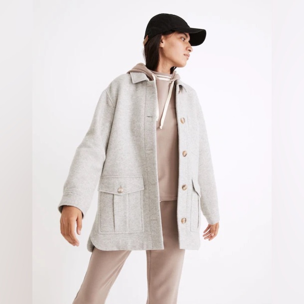 Madewell Belrose Shirt-Jacket Light Graphite Melange Size XL